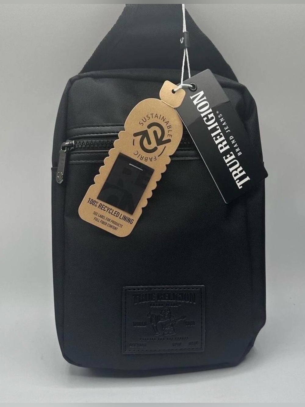 True Religion Black YETA Sling Crossbody Bag Shoulder Adjustable Unisex NWT